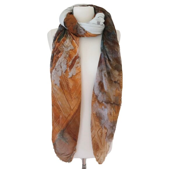 MASSIMO LISTRI x MONICA SARTI art print scarf modal cashmere FALIERO SARTI